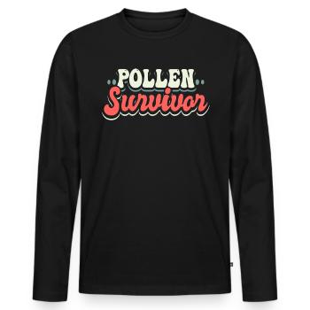 Pollen Survivor Shirt Gift - Men's Premium Organic Long Sleeve Shirt - black - Front - Nico (187cm)