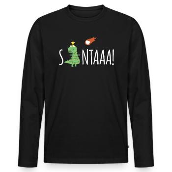 SAAAANTA! Cadeau de dinosaure de Noël - T-shirt manches longues Premium bio Homme - noir - Devant - Nico (187cm)