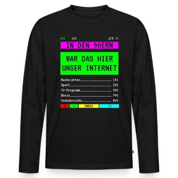 Videotext Spruch 90er Jahre Party Teletext - Männer Premium Bio Langarmshirt - Schwarz - Vorne - Nico (187cm)