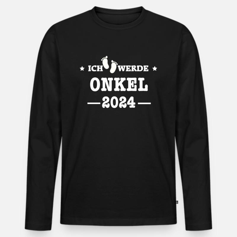 Ich werde Onkel 2023/ Werdender Onkel 2023 - Männer Premium Bio Langarmshirt - Schwarz
