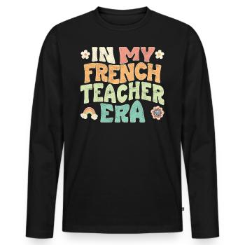 À l’époque de professeur de français - T-shirt manches longues Premium bio Homme - noir - Devant - Nico (187cm)
