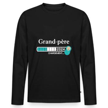 Grand père 2024 Chargement - T-shirt manches longues Premium bio Homme - noir - Devant - Nico (187cm)