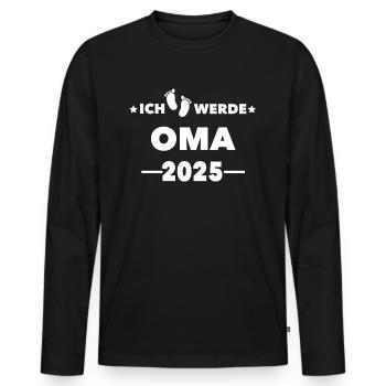 Ich werde Oma 2025 - Männer Premium Bio Langarmshirt - Schwarz - Vorne - Nico (187cm)