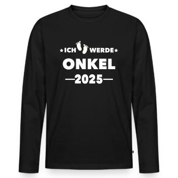 I'm going to be uncle in 2025 - Men's Premium Organic Long Sleeve Shirt - black - Front - Nico (187cm)