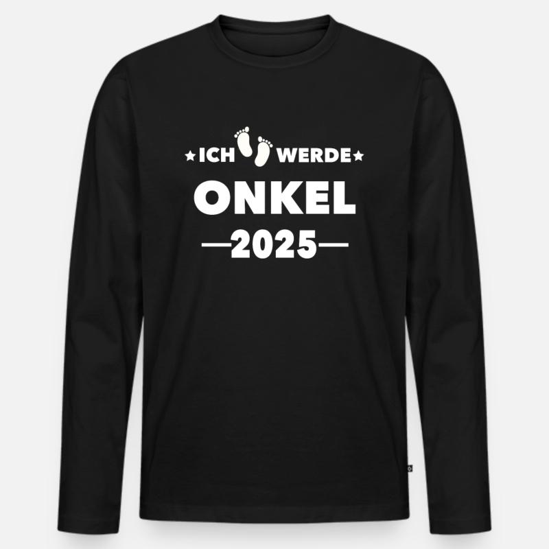 Ich werde Onkel 2025 - Männer Premium Bio Langarmshirt - Schwarz