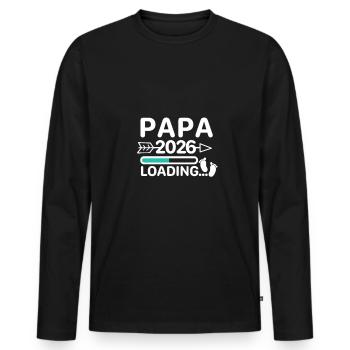 Papa 2026 Babyfüße - Männer Premium Bio Langarmshirt - Schwarz - Vorne - Nico (187cm)
