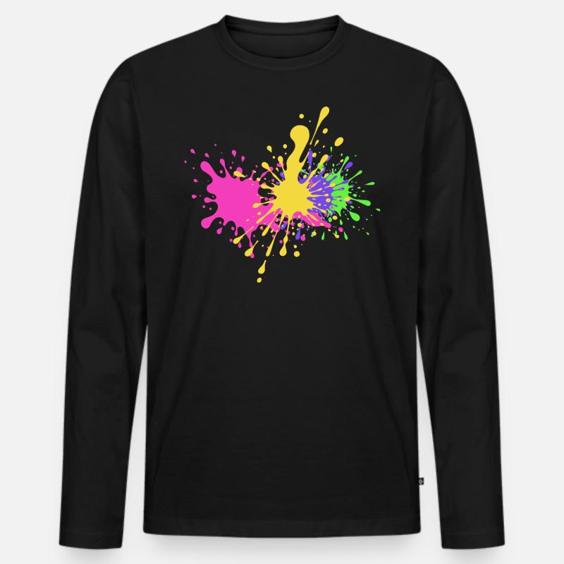 Bunte Kleckse Geschenkidee Skater - Männer Premium Bio Langarmshirt - Schwarz