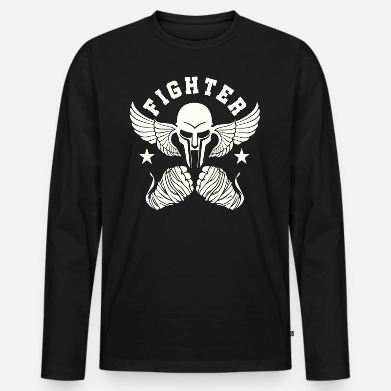 MMA FIGHTER - Männer Premium Bio Langarmshirt - Schwarz