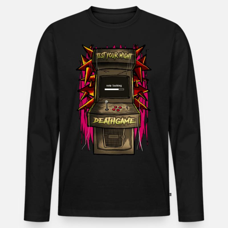 Arcade DeathGame - Männer Premium Bio Langarmshirt - Schwarz
