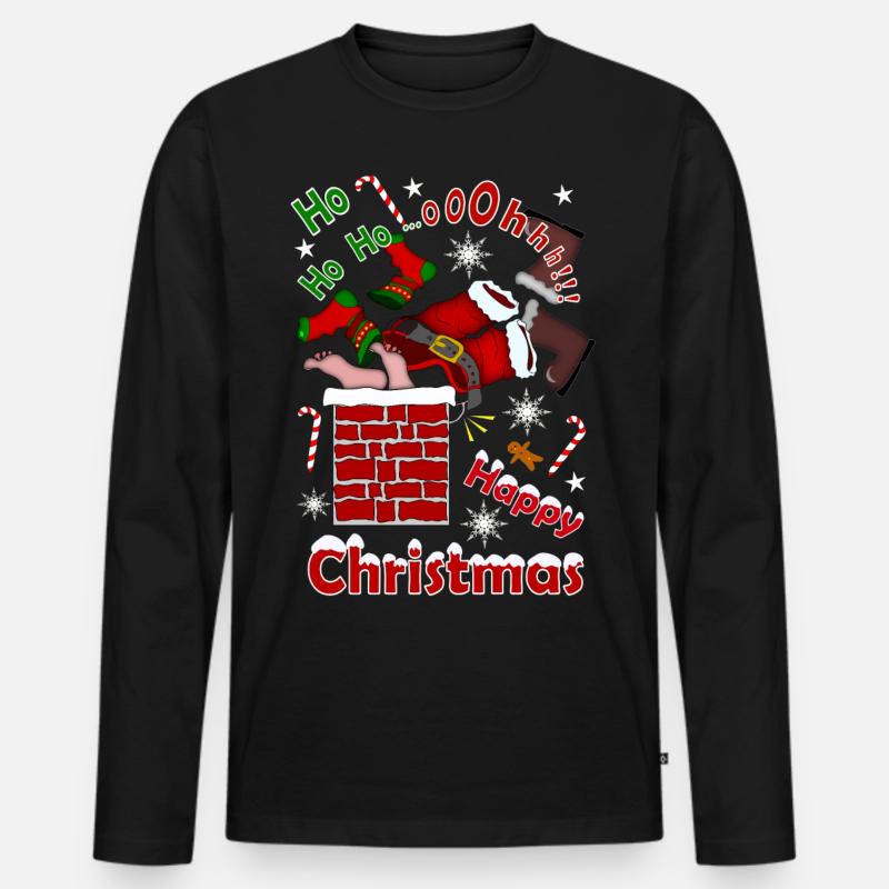Weihnachten - Männer Premium Bio Langarmshirt - Schwarz