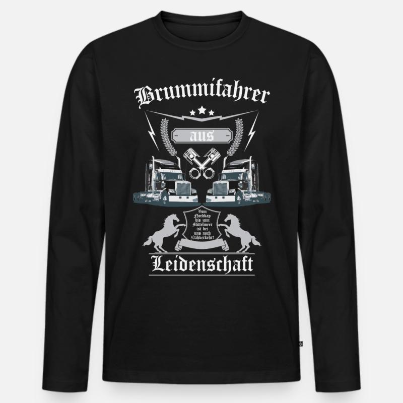 Trucker aus Leidenschaft - Männer Premium Bio Langarmshirt - Schwarz