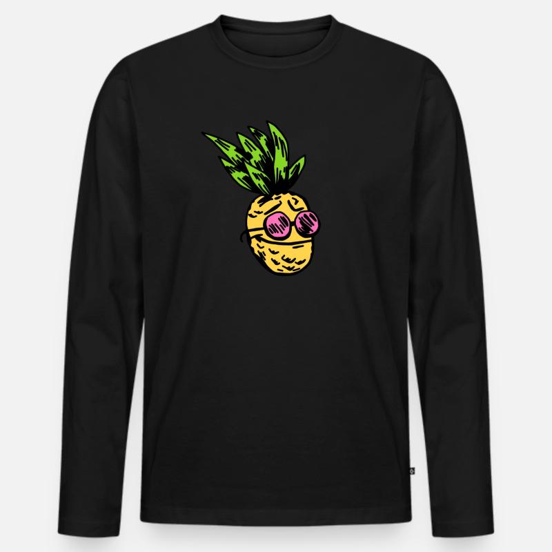 Ananas - Männer Premium Bio Langarmshirt - Schwarz