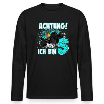 Monstertruck 5. Geburtstag Junge - Männer Premium Bio Langarmshirt - Schwarz - Vorne - Nico (187cm)