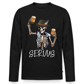 Servus Skull Bier Trachtenshirt Biertrinker - Männer Premium Bio Langarmshirt - Schwarz - Vorne - Nico (187cm)