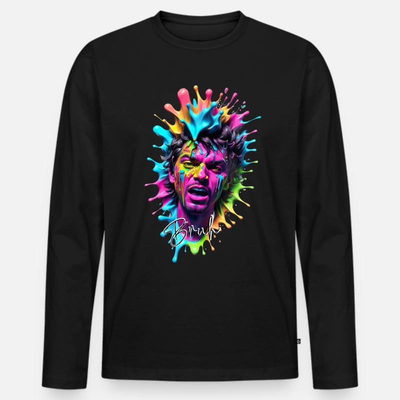 Splash Art 3D Design in lebendigen pastellfarben - Männer Premium Bio Langarmshirt - Schwarz