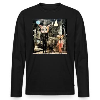 Hypnochats - T-shirt manches longues Premium bio Homme - noir - Devant - Nico (187cm)