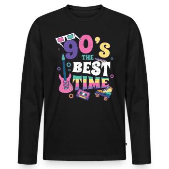 années quatre-vingt-dix - T-shirt manches longues Premium bio Homme - noir - Devant - Nico (187cm)
