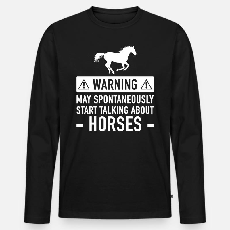 Lustiges Pferd Geschenk-Idee - Männer Premium Bio Langarmshirt - Schwarz