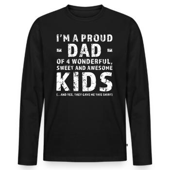 Funny Gift Father On 4 Children - Men's Premium Organic Long Sleeve Shirt - black - Front - Nico (187cm)
