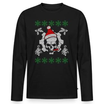 Laid Crâne de Noël cadeau de Noël - T-shirt manches longues Premium bio Homme - noir - Devant - Nico (187cm)