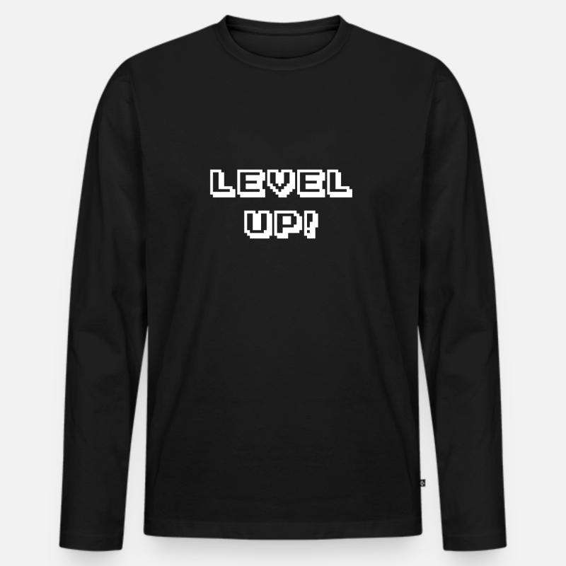 Arcade Level Up Blanc - T-shirt manches longues Premium bio Homme - noir