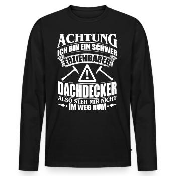 DACHDECKER HANDWERK HANDWERKER BERUF GESCHENK BAU - Männer Premium Bio Langarmshirt - Schwarz - Vorne - Nico (187cm)