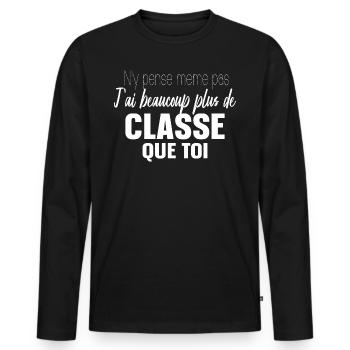 Cadeau Humour Femme Homme Exceptionnel - T-shirt manches longues Premium bio Homme - noir - Devant - Nico (187cm)