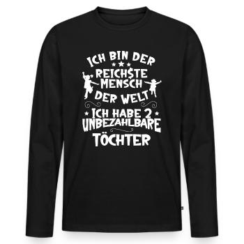 Ich habe zwei Töchter - Mutter Tochter - Männer Premium Bio Langarmshirt - Schwarz - Vorne - Nico (187cm)