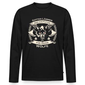 Gottes Lämmer sind das Futter für Odins Wölfe - Männer Premium Bio Langarmshirt - Schwarz - Vorne - Nico (187cm)