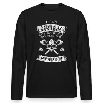 Je suis Germane - Le sort des Vikings - T-shirt manches longues Premium bio Homme - noir - Devant - Nico (187cm)