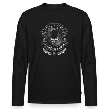 Lateinische Sprüche - Tempus Fugit Memento Mori - Männer Premium Bio Langarmshirt - Schwarz - Vorne - Nico (187cm)