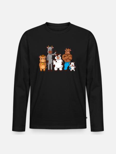 Drawn Comic Cows - Men's Premium Organic Long Sleeve Shirt - black