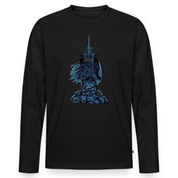 Templer mit Schwert auf Schädeln - Tempelritter - Männer Premium Bio Langarmshirt - Schwarz - Vorne - Nico (187cm)