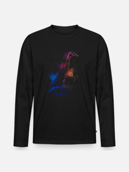 Farbenfrohe Laufente - Männer Premium Bio Langarmshirt - Schwarz