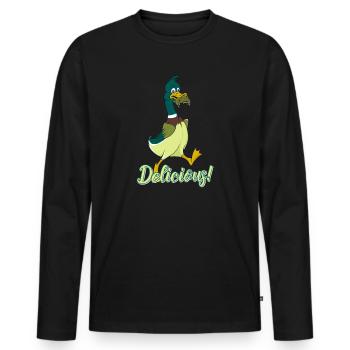 Delicious Snails - Laufenten - Men's Premium Organic Long Sleeve Shirt - black - Front - Nico (187cm)