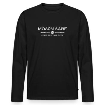 Sparta Gym und Fitness - Molon Labe - Männer Premium Bio Langarmshirt - Schwarz - Vorne - Nico (187cm)