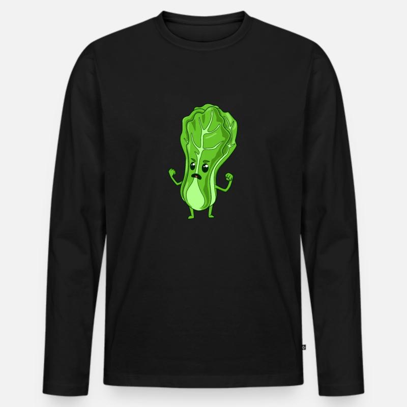Comic Salatkopf - Männer Premium Bio Langarmshirt - Schwarz