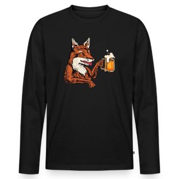 Prost - Fuchs trinkt Bier - Bierfest - Männer Premium Bio Langarmshirt - Schwarz - Vorne - Nico (187cm)