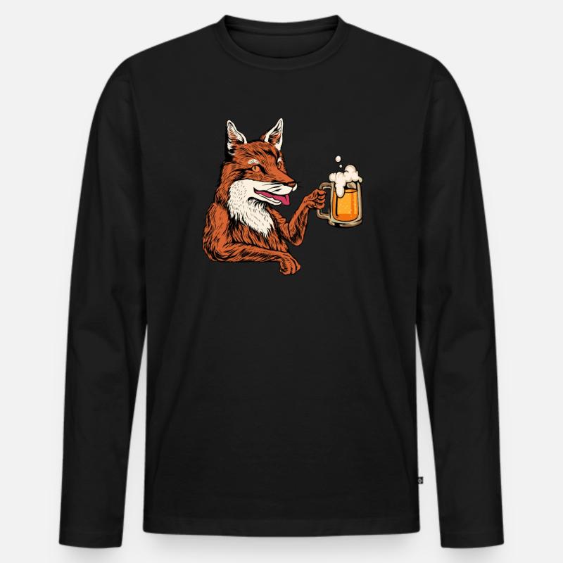 Prost - Fuchs trinkt Bier - Bierfest - Männer Premium Bio Langarmshirt - Schwarz