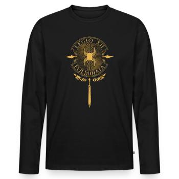 Legio XII Fulminata - Légion romaine - T-shirt manches longues Premium bio Homme - noir - Devant - Nico (187cm)