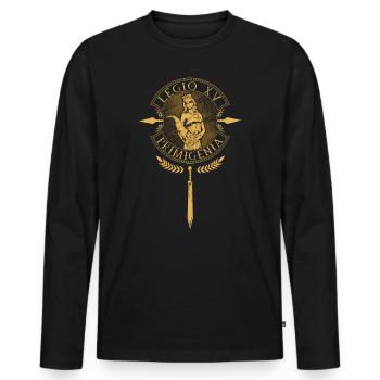 Legio XV Primigenia - Légion romaine - T-shirt manches longues Premium bio Homme - noir - Devant - Nico (187cm)