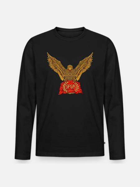 Roman Eagle with Flag - SPQR - Men's Premium Organic Long Sleeve Shirt - black