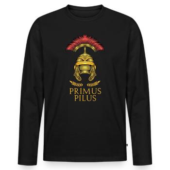 Römischer Legionär - Primus Pilus - Männer Premium Bio Langarmshirt - Schwarz - Vorne - Nico (187cm)