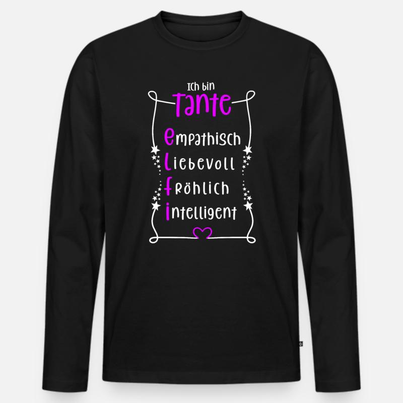 Elfi - beste Tante - Männer Premium Bio Langarmshirt - Schwarz