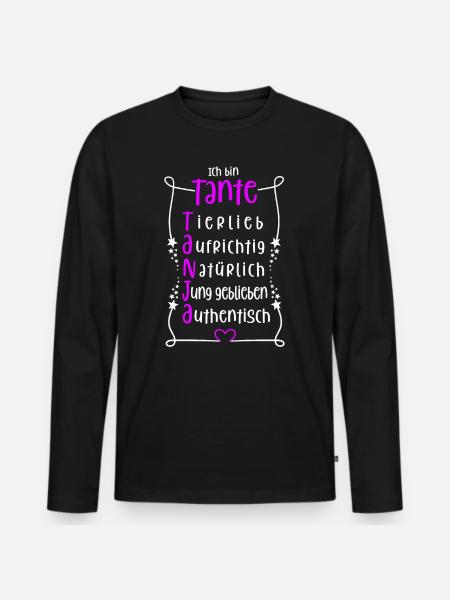 Tanja - beste Tante - Männer Premium Bio Langarmshirt - Schwarz