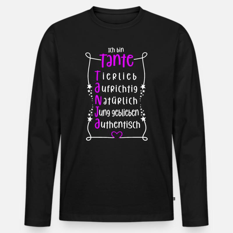Tanja - beste Tante - Männer Premium Bio Langarmshirt - Schwarz