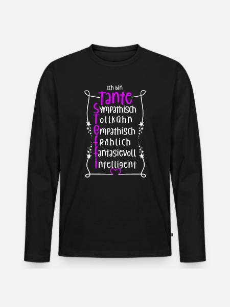 Steffi - beste Tante - Männer Premium Bio Langarmshirt - Schwarz
