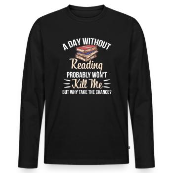 Bücher Bücherwurm Leseratte Lesen Buch - Männer Premium Bio Langarmshirt - Schwarz - Vorne - Nico (187cm)