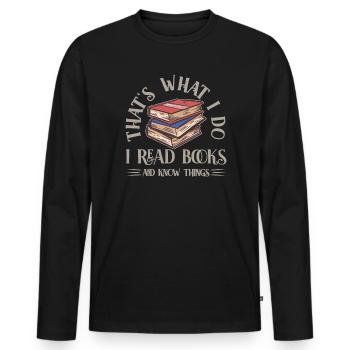 Livres Rat de bibliothèque Rat de bibliothèque Lire le livre - T-shirt manches longues Premium bio Homme - noir - Devant - Nico (187cm)