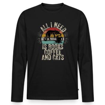 Livres Rat de bibliothèque Rat de bibliothèque Lire le livre - T-shirt manches longues Premium bio Homme - noir - Devant - Nico (187cm)
